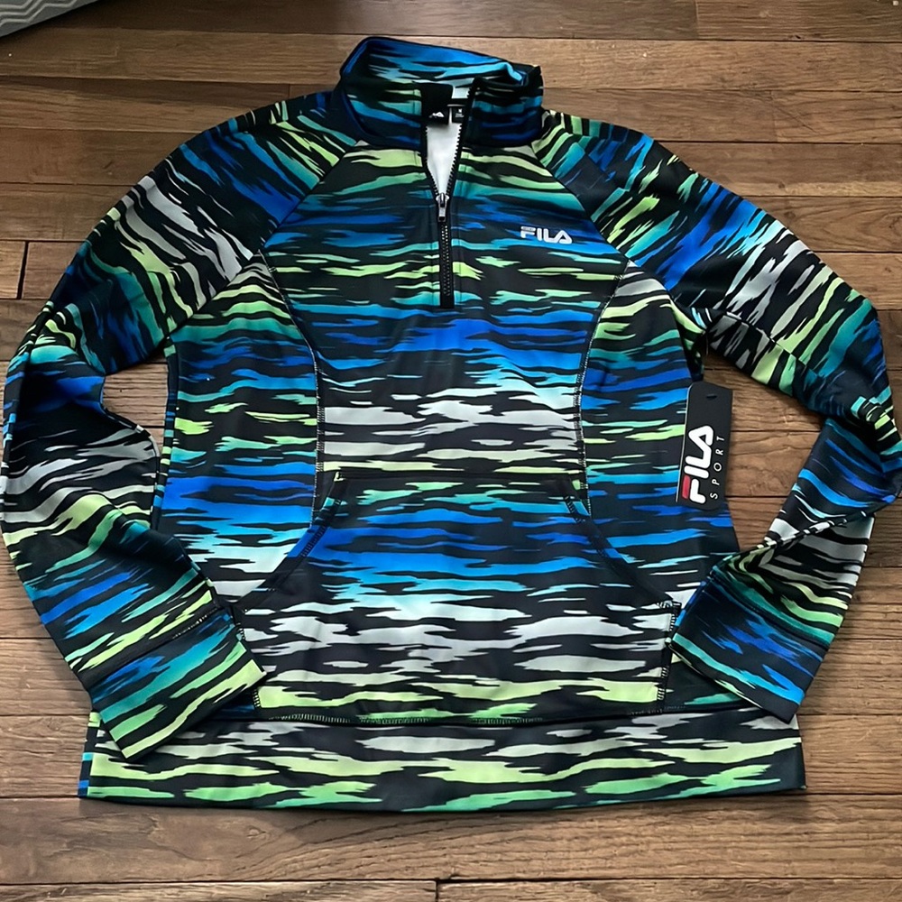 NWT Fila Green and blue zebra zip up pullover for women